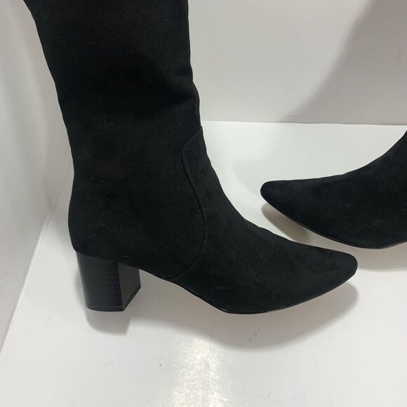 J.CREW BLACK SUEDED STACKED HEEL KNEE HIGH BOOTS BJ265 SIZE 7.5 Womens - Picture 4 of 16